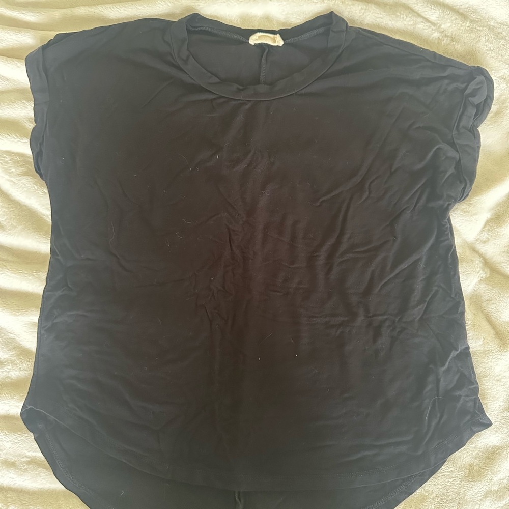 Black oversized tee shirt with rolled up sleeves